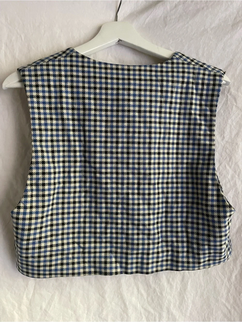 ZARA Gingham Houndstooth Cropped Vest V-Neck Sleeveless Crop Top Size S Preppy - Picture 15 of 15